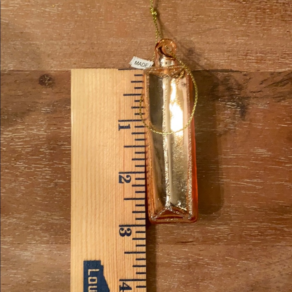 West Elm Glass Ornament Letter “I”. NEW. Rosegold